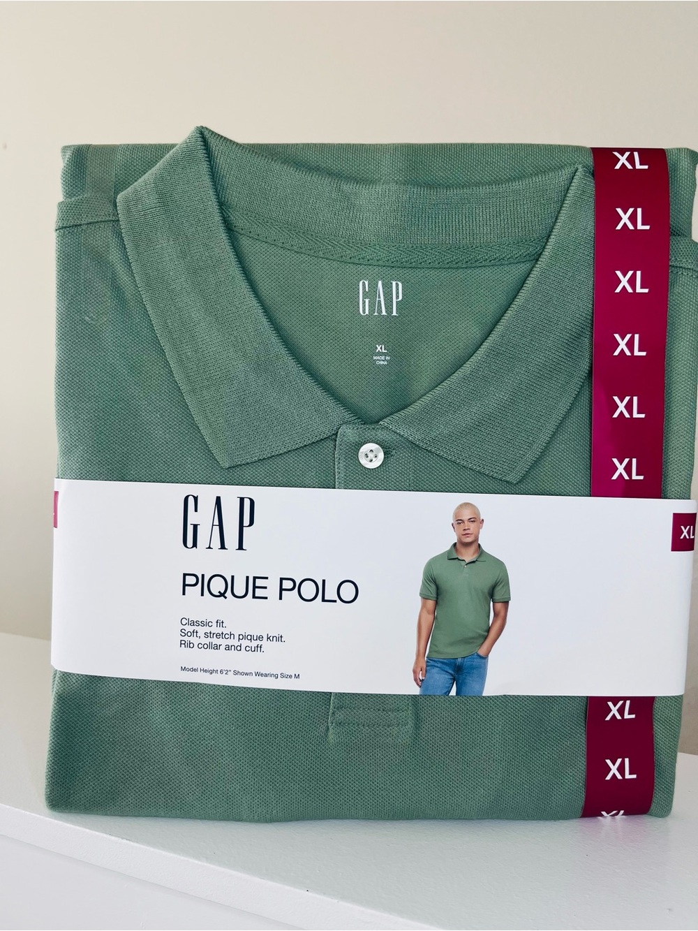 GAP Men’s Pique Polo Shirt - Sage Green